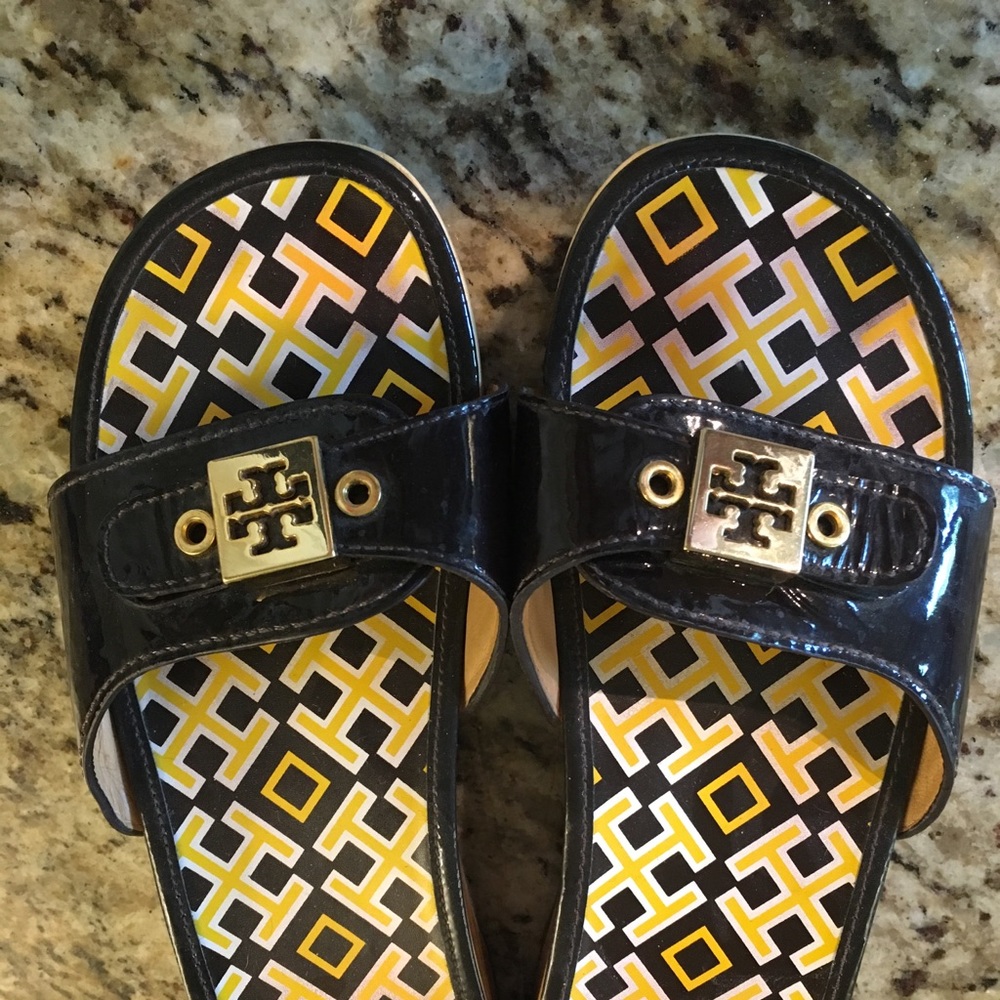 Tory Burch size 8 wooden heel slides